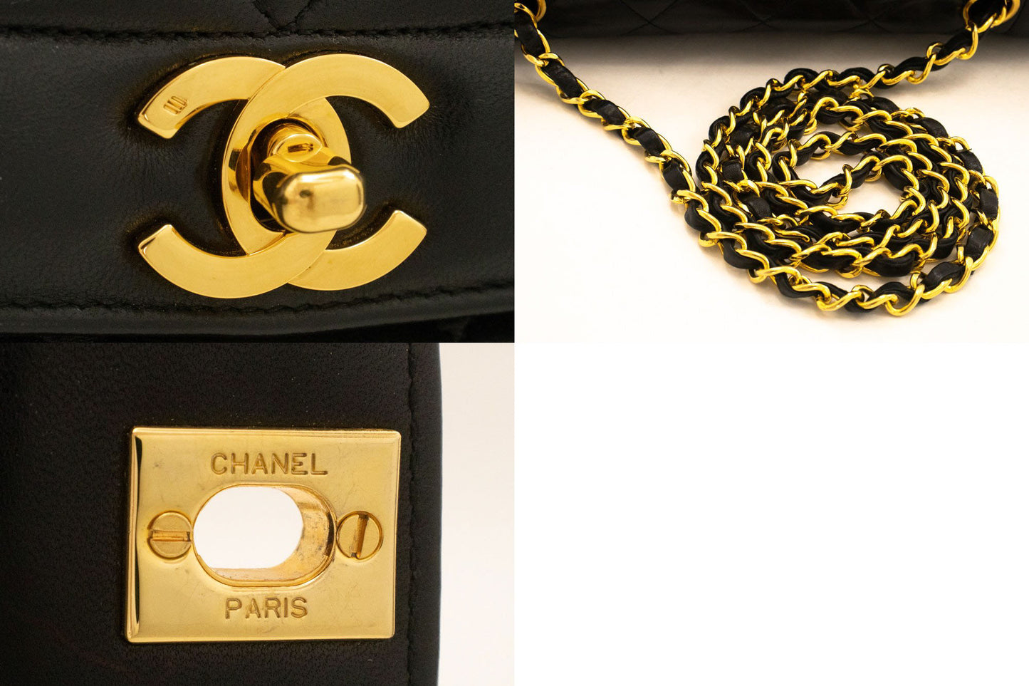 CHANEL Diana Flap Chain Schultertasche Schwarz Gepolstertes Lammleder ak2 hannari-shop