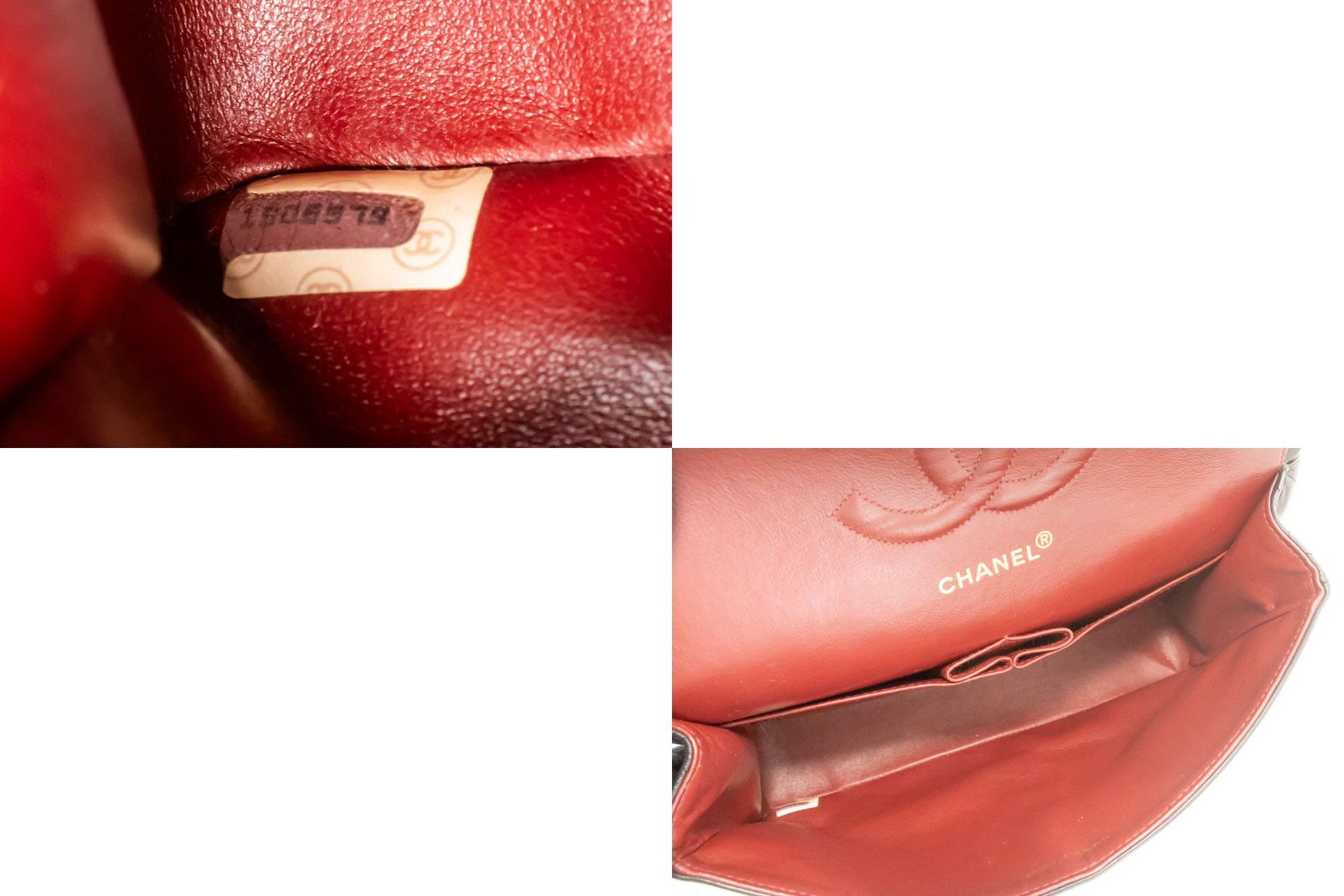 CHANEL Classic Double Flap 10" Kettenschultertasche Schwarz Lammleder ak3 hannari-shop