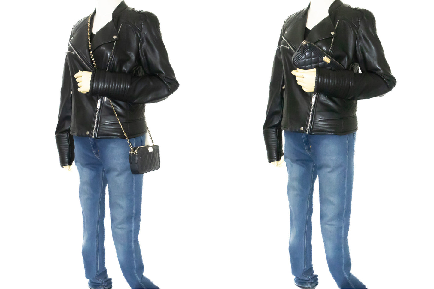 CHANEL Boy Black Caviar Geldbörse mit Kette WOC Doppelter Reißverschluss Schultertasche n35 hannari-shop