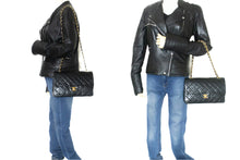 CHANEL Classic Double Flap 10" Chain Shoulder Bag Black Lambskin m90 hannari-shop