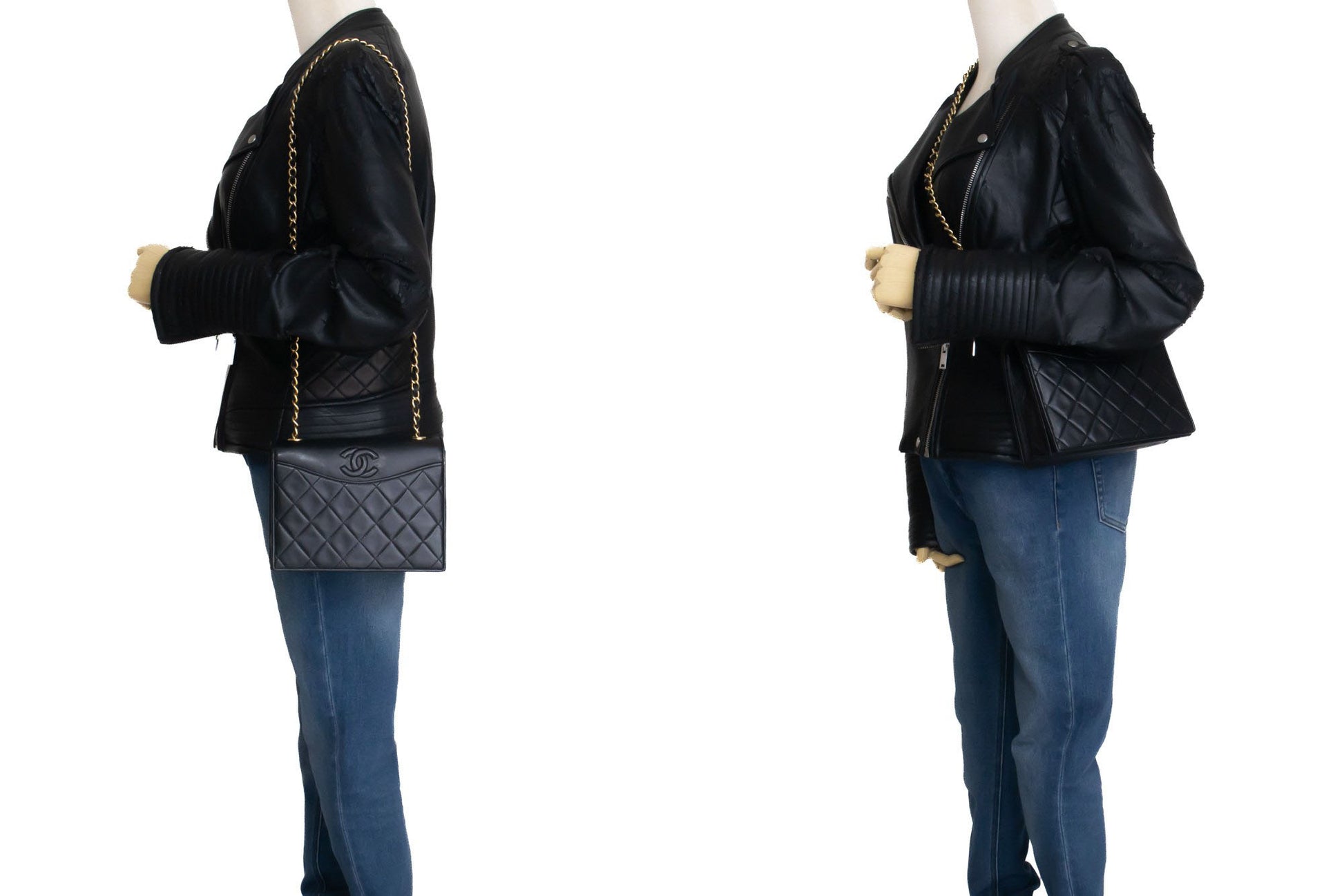 CHANEL Vintage Full Flap Small Chain Shoulder Bag Black Quilted ah6 hannari-shop