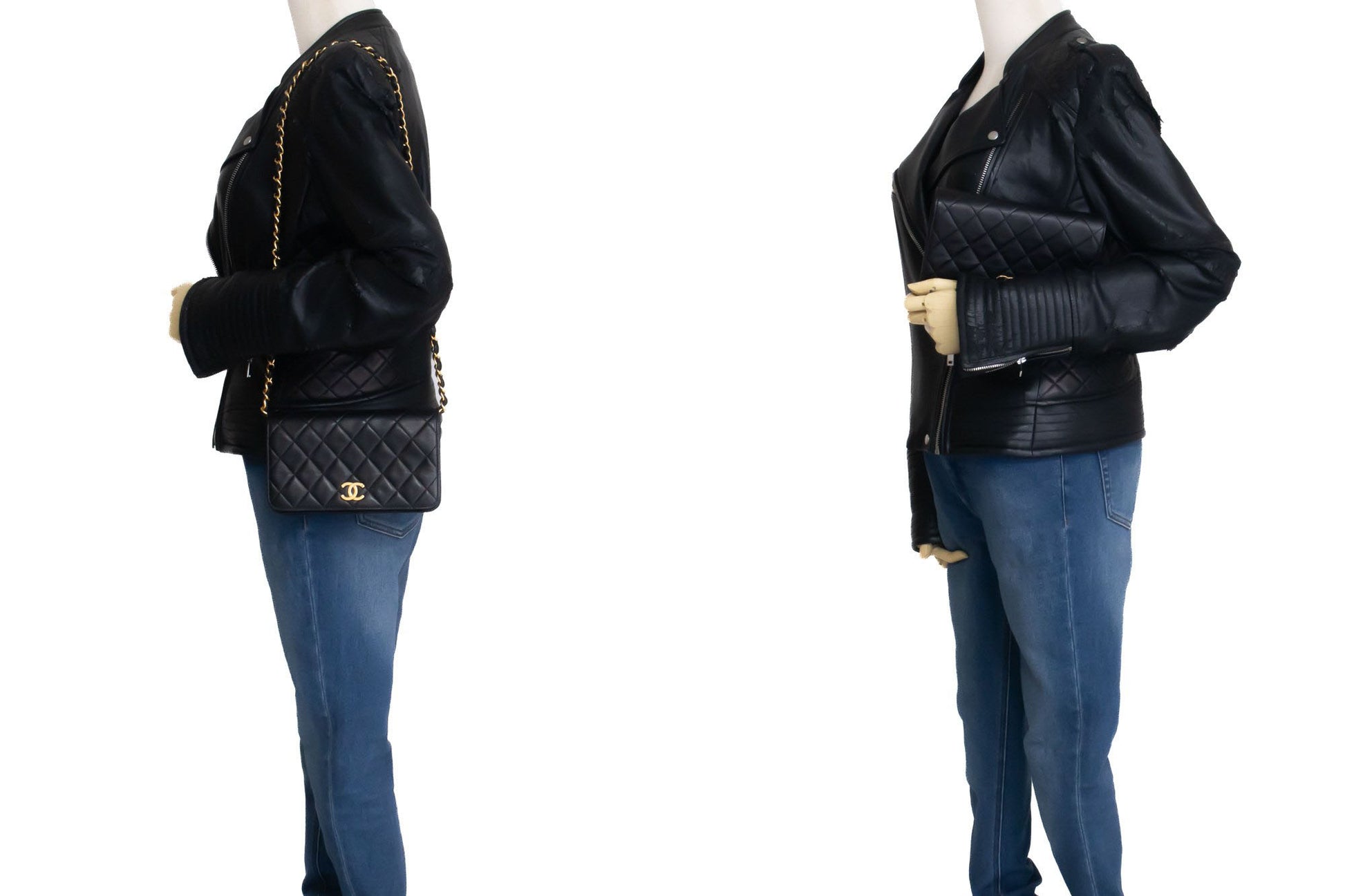 CHANEL Full Flap Small Chain Shoulder Bag Clutch Black Quilted ah9 hannari-shop