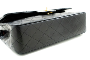 CHANEL Classic Double Flap 10" Chain Shoulder Bag Black Lambskin m19 hannari-shop