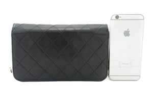 CHANEL Full Flap Chain Shoulder Bag Clutch Black Quilted Lambskin j67 hannari-shop