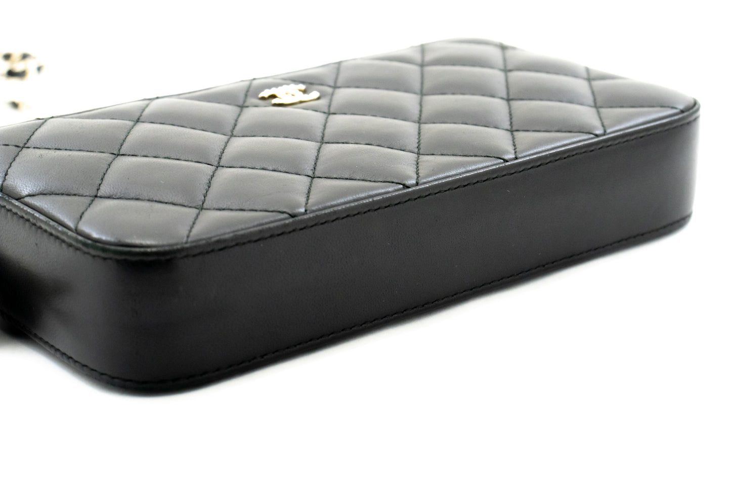 CHANEL Lambskin Pearl Wallet On Chain WOC Double Zip Chain Bag L17 hannari-shop