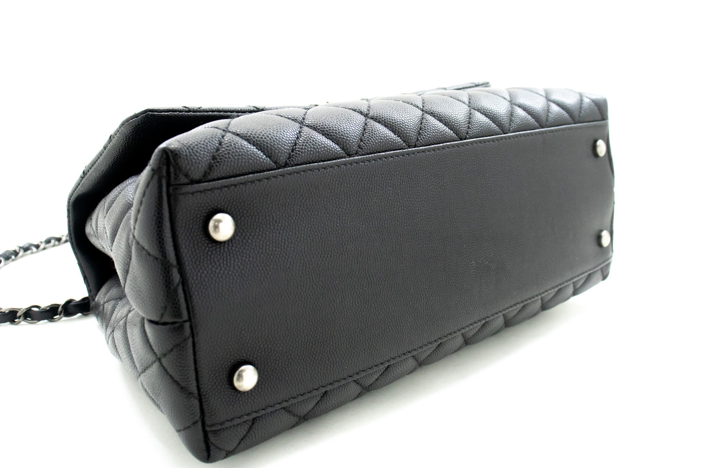 CHANEL 2-Wege-Top-Handle-Tasche Schultertasche Schwarz Caviar-Leder L52 hannari-shop