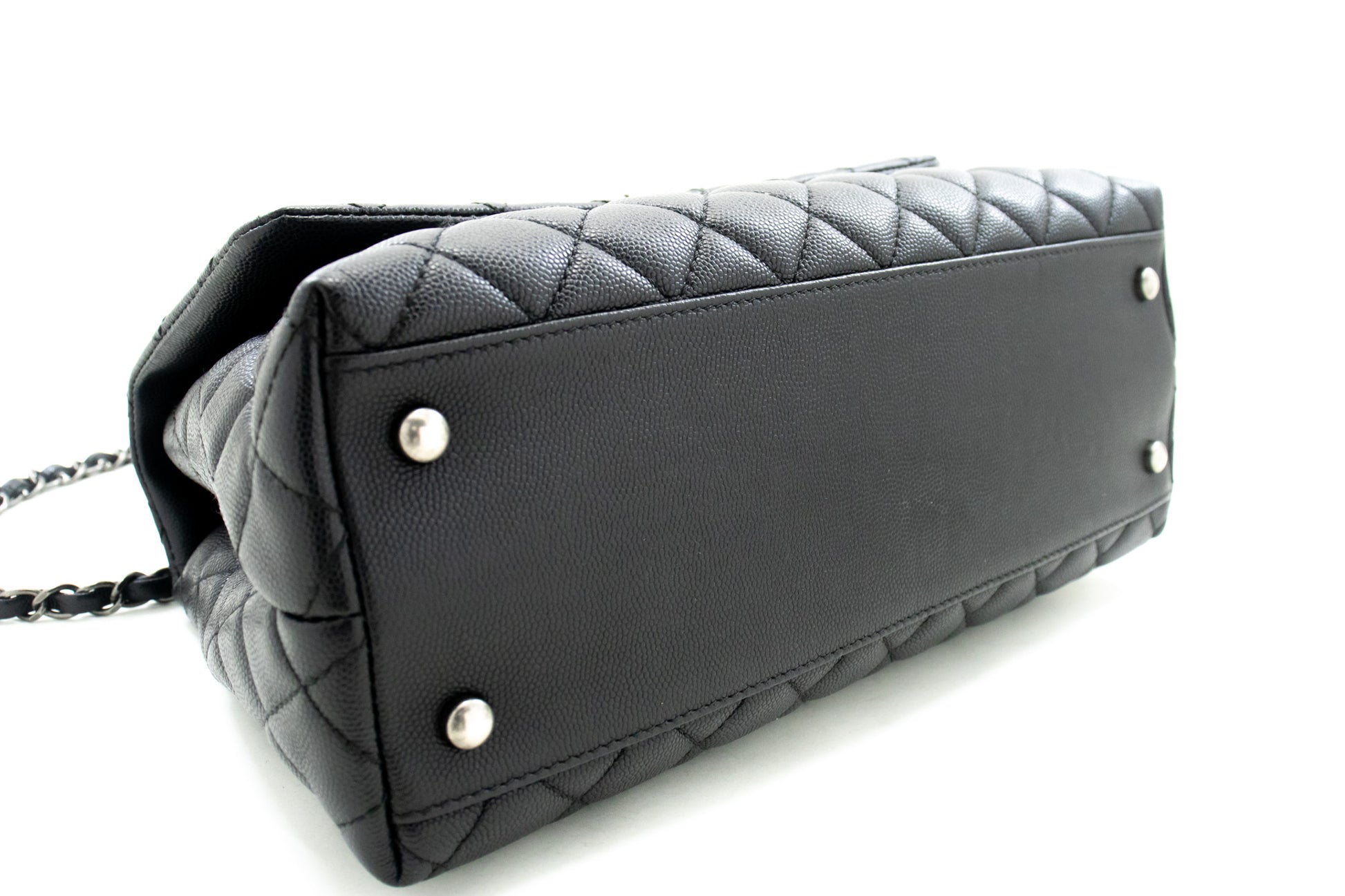 CHANEL 2-Wege-Top-Handle-Tasche Schultertasche Schwarz Caviar-Leder L52 hannari-shop
