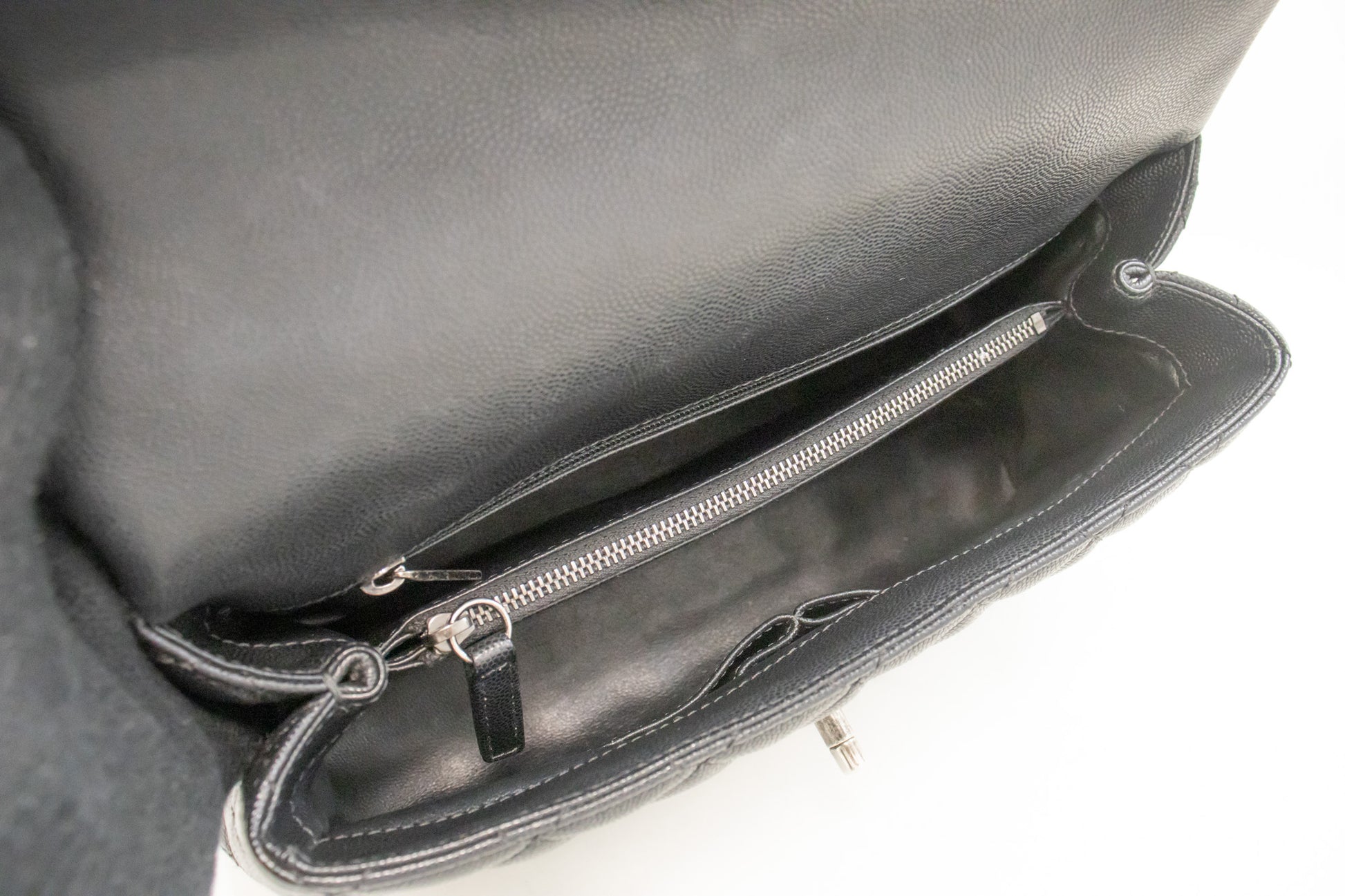 CHANEL 2-Wege-Top-Handle-Tasche Schultertasche Schwarz Caviar-Leder L52 hannari-shop
