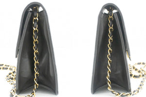 CHANEL Small Chain Shoulder Bag Clutch Black Quilted Flap Lambskin L81 hannari-shop
