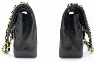 CHANEL Classic Double Flap 10" Chain Shoulder Bag Black Lambskin m19 hannari-shop