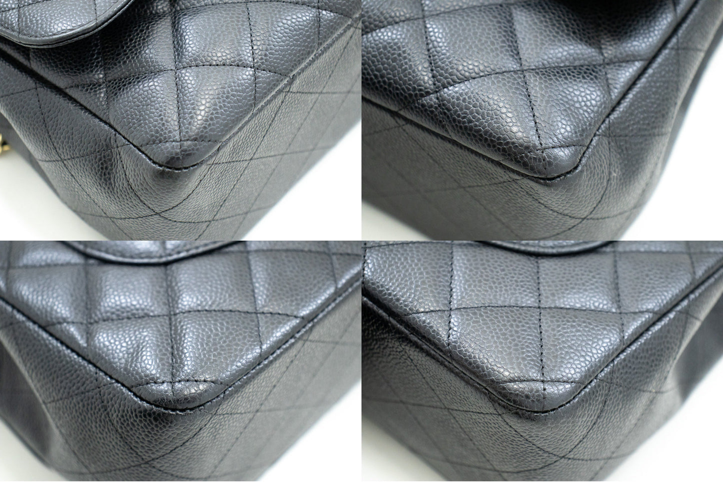 CHANEL Classic Large 11" Chain Schultertasche mit Klappe Schwarz Caviar L66 hannari-shop