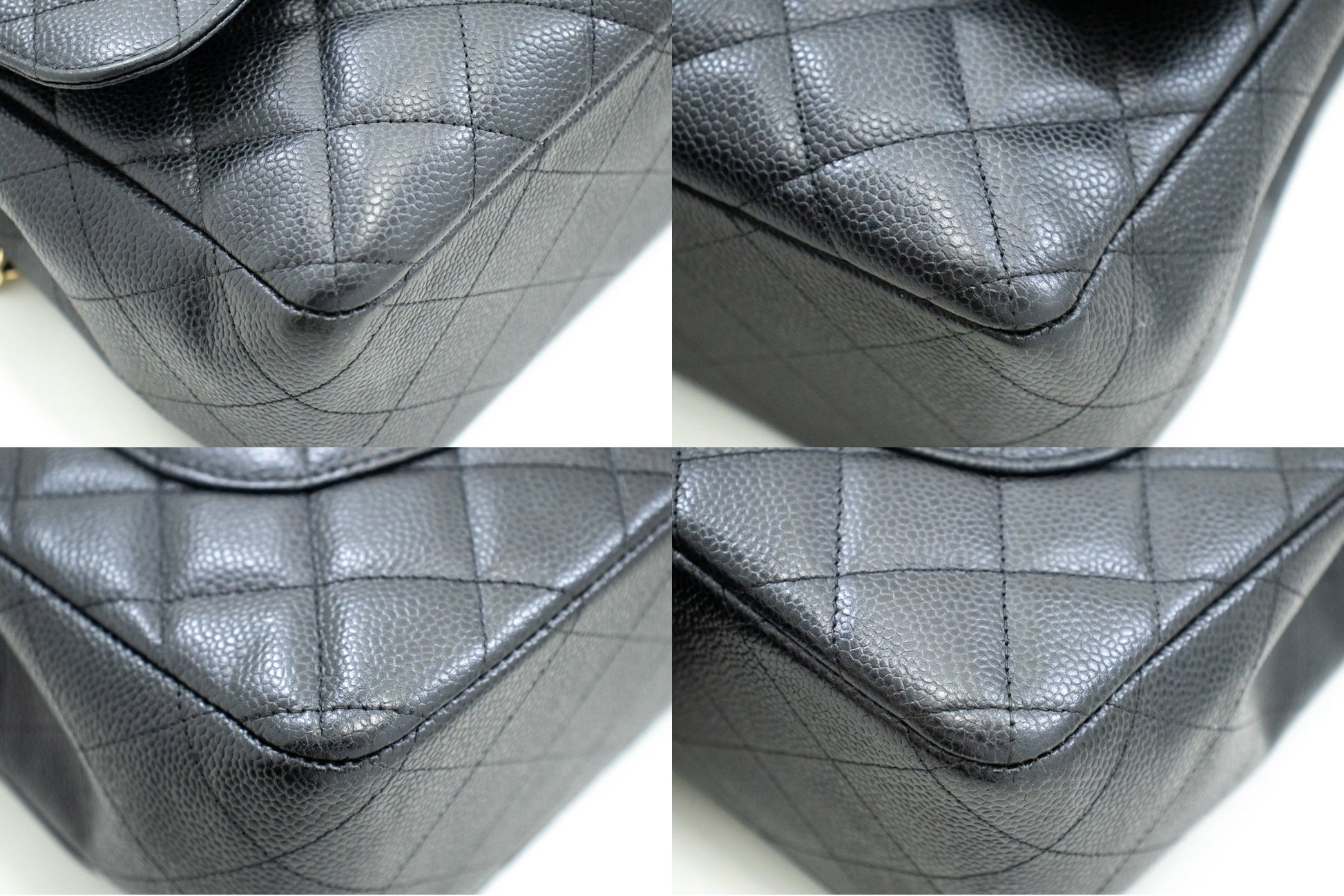 CHANEL Classic Large 11" Chain Schultertasche mit Klappe Schwarz Caviar L66 hannari-shop