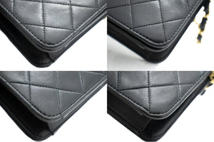 CHANEL Full Flap Chain Shoulder Bag Clutch Black Quilted Lambskin j67 hannari-shop