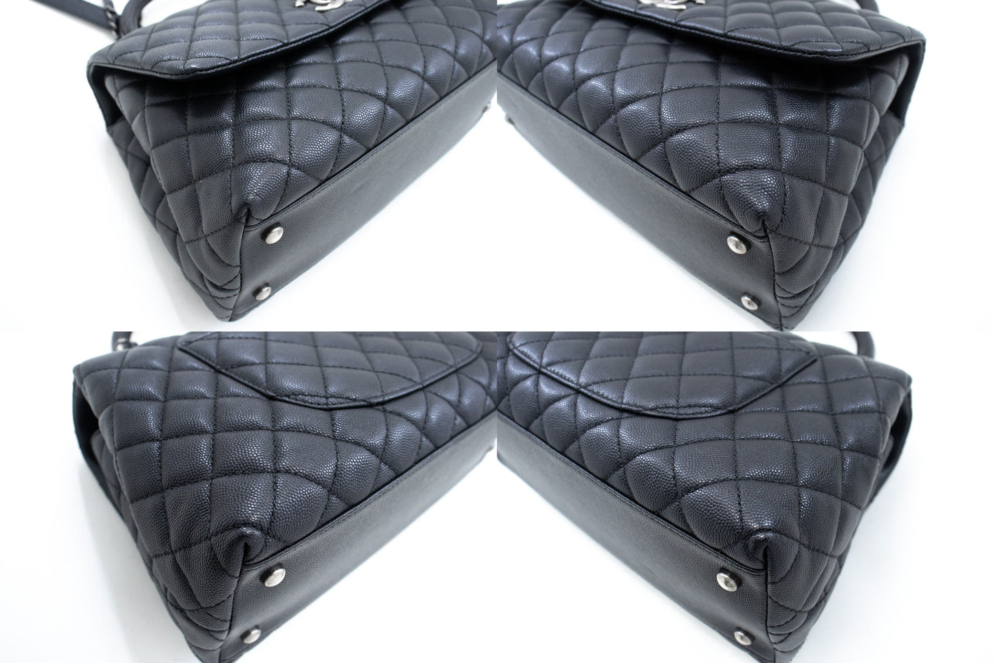 CHANEL 2-Wege-Top-Handle-Tasche Schultertasche Schwarz Caviar-Leder L52 hannari-shop