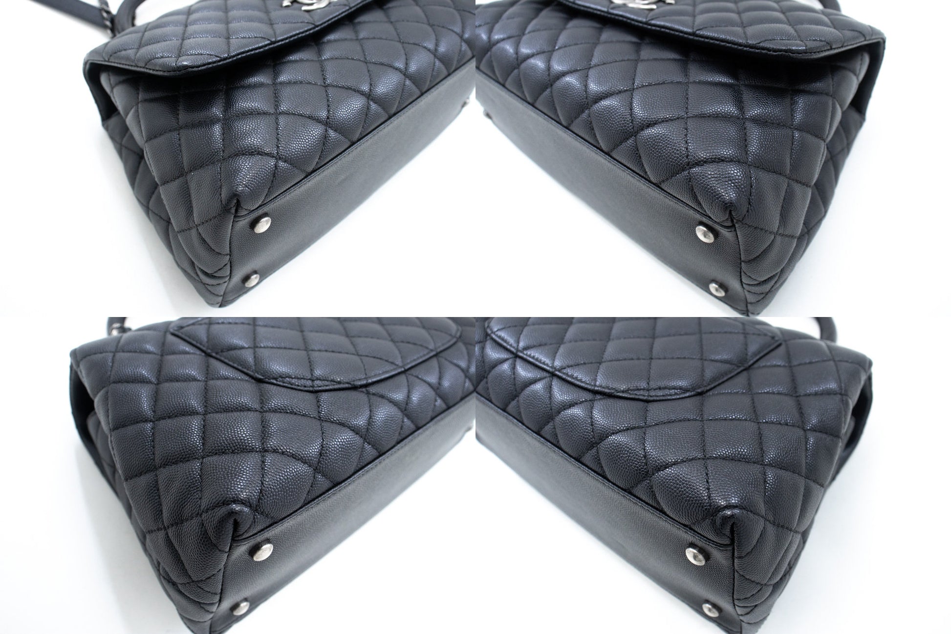 CHANEL 2-Wege-Top-Handle-Tasche Schultertasche Schwarz Caviar-Leder L52 hannari-shop