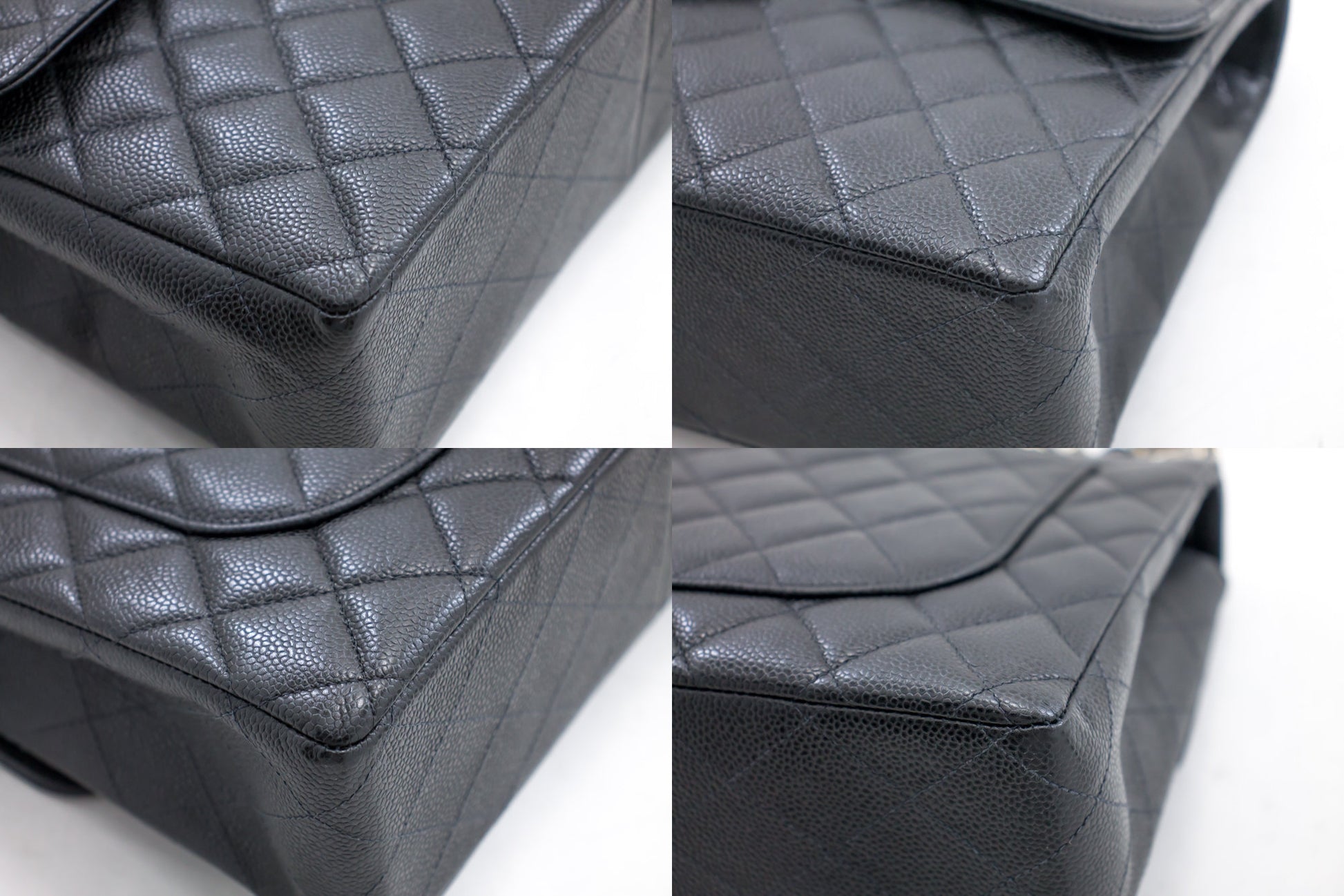 CHANEL Large Classic Handbag Chain Shoulder Bag Flap Black Caviar g66 hannari-shop