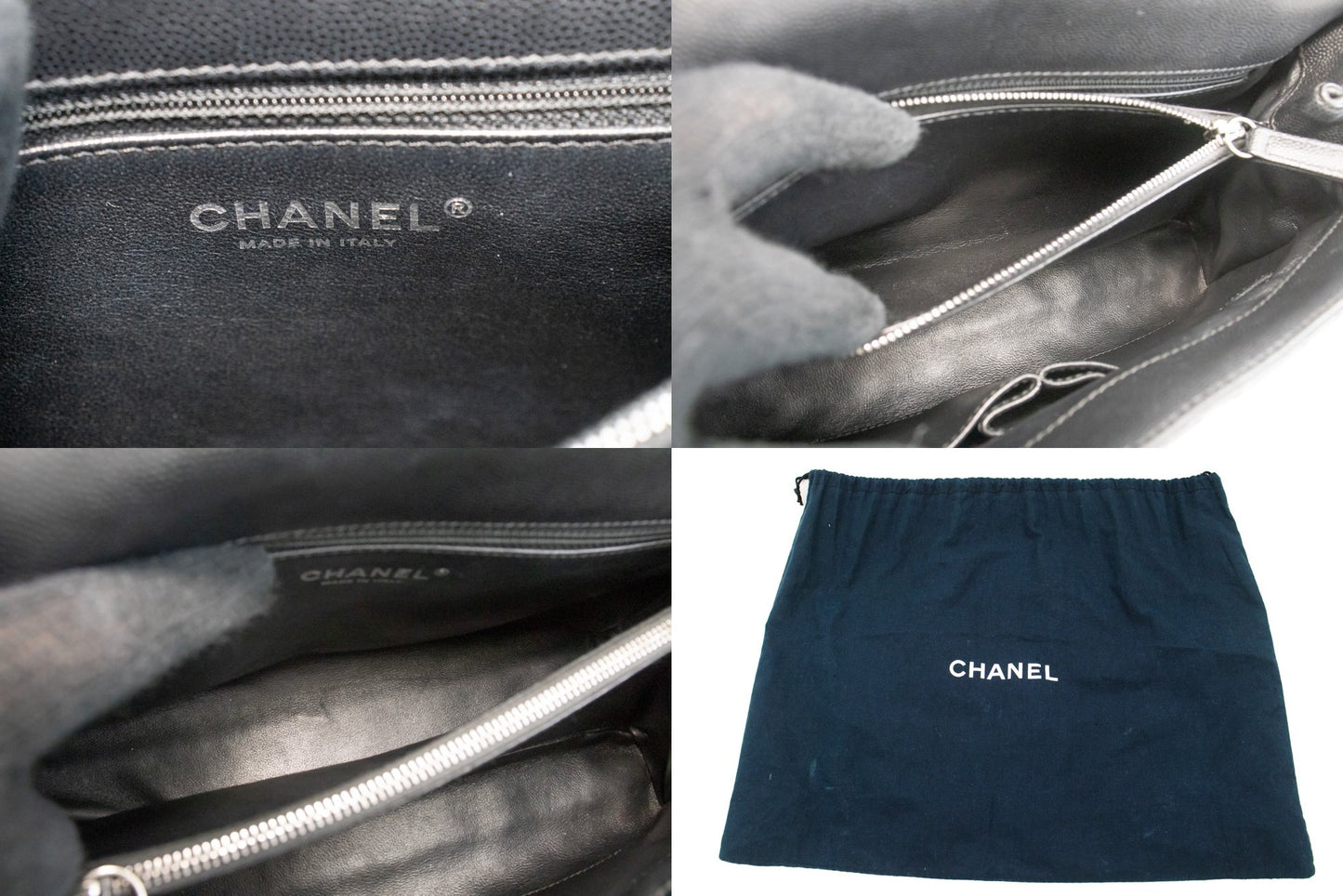 CHANEL 2-Wege-Top-Handle-Tasche Schultertasche Schwarz Caviar-Leder L52 hannari-shop