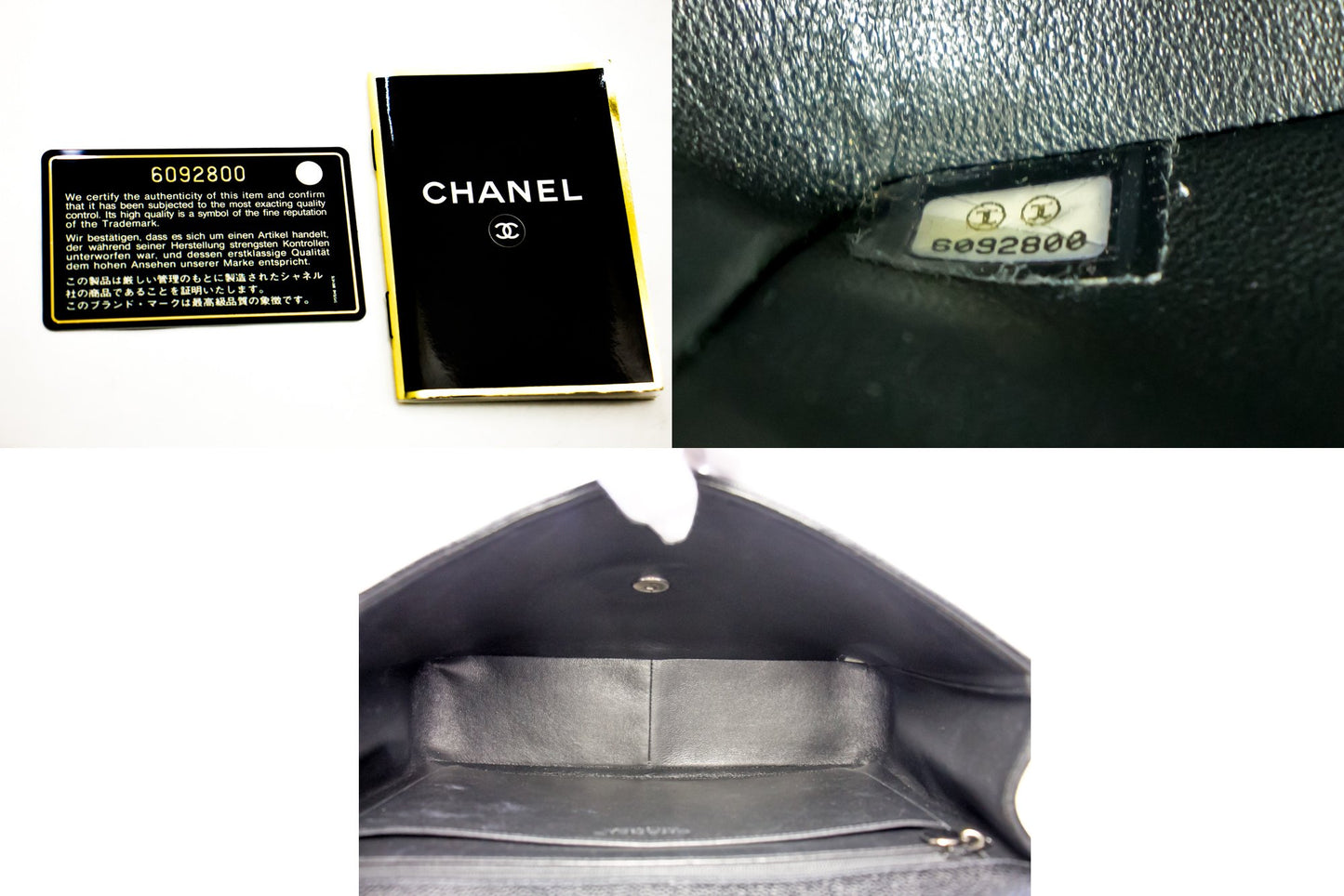 CHANEL Large Classic Handbag Chain Shoulder Bag Flap Black Caviar g66 hannari-shop