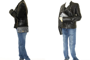 CHANEL Full Flap Chain Shoulder Bag Clutch Black Quilted Lambskin j67 hannari-shop